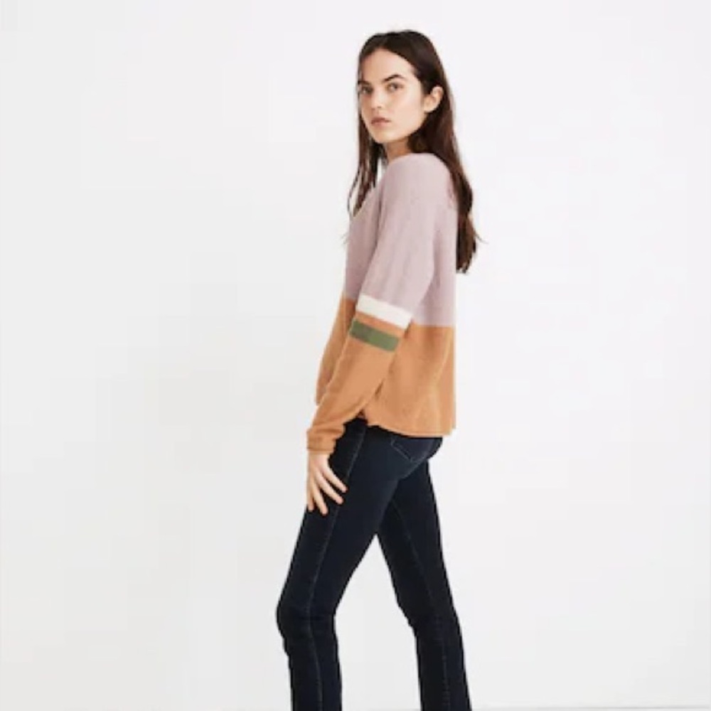 Madewell Striped Roll-Trim Waffle Pullover Sweater in Cotton-Merino Yarn - Picture 2 of 6